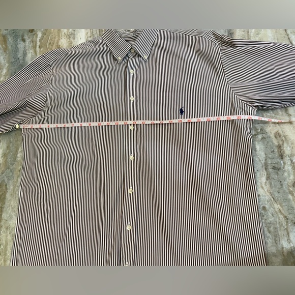 Men’s POLO RALPH LAUREN Brown/White stripe long sleeve button down. Size 2XLT - Picture 3 of 6